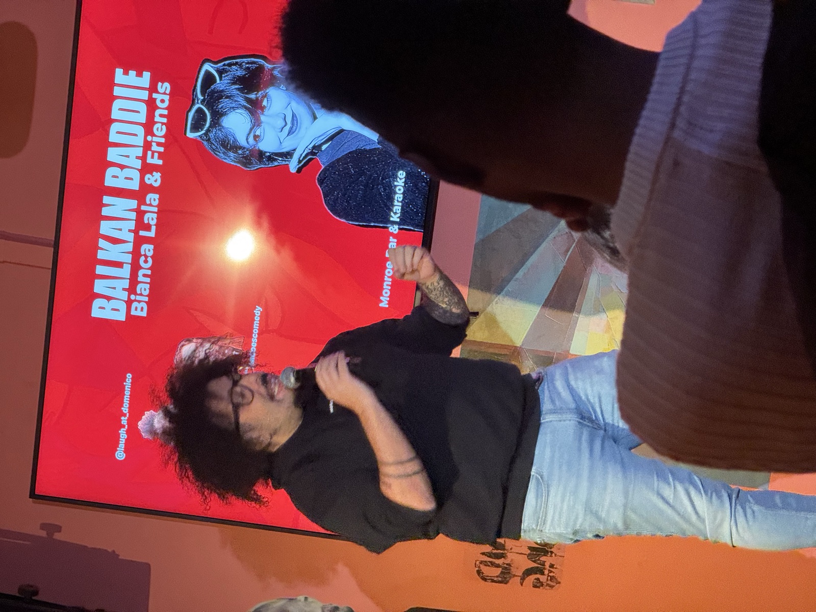 Domenico performing stand-up at IN YOUR FACE Comedy in Zürich