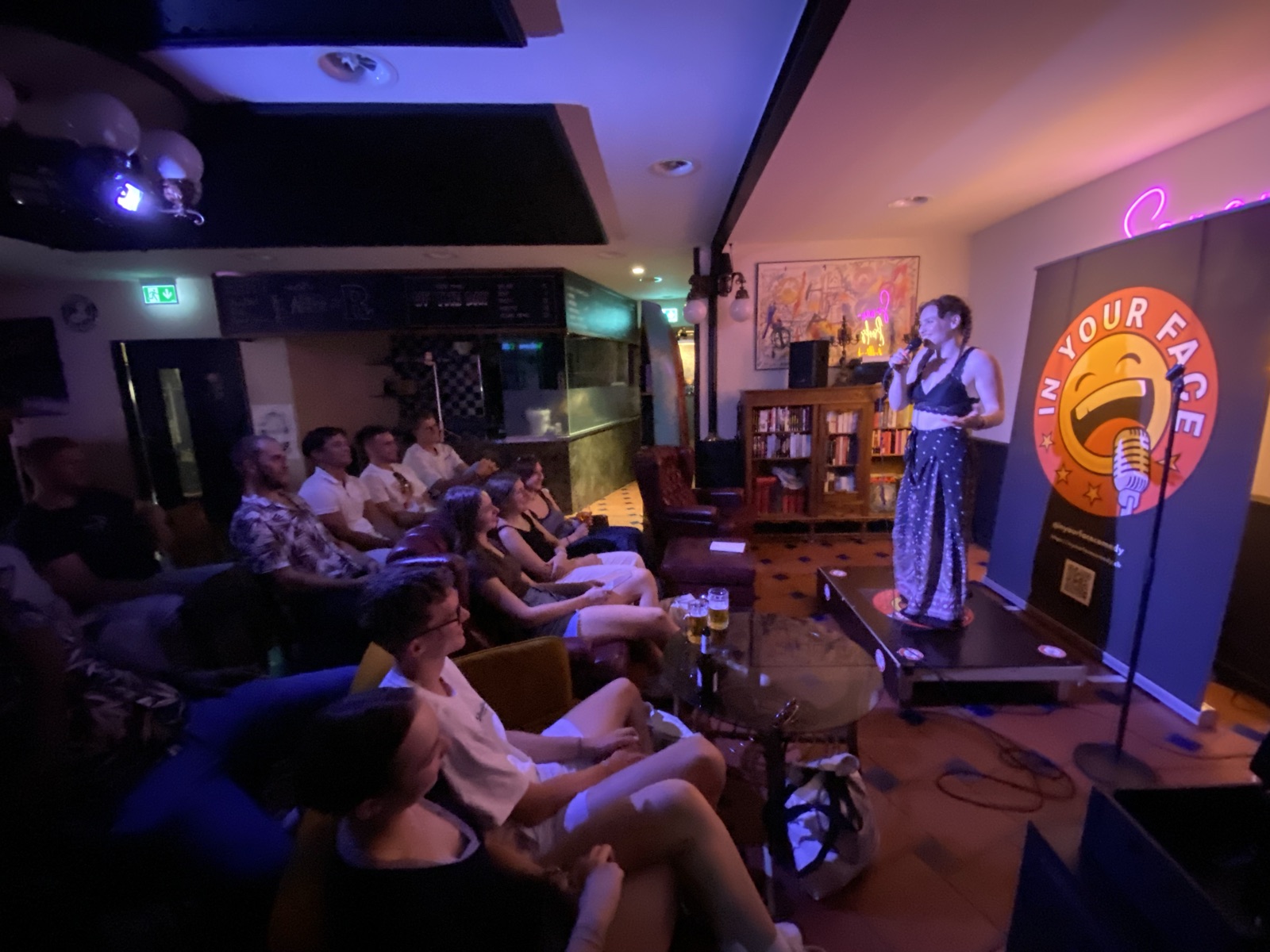 IN YOUR FACE Comedy, the audience at a live English stand-up comedy show in Zürich (2024)