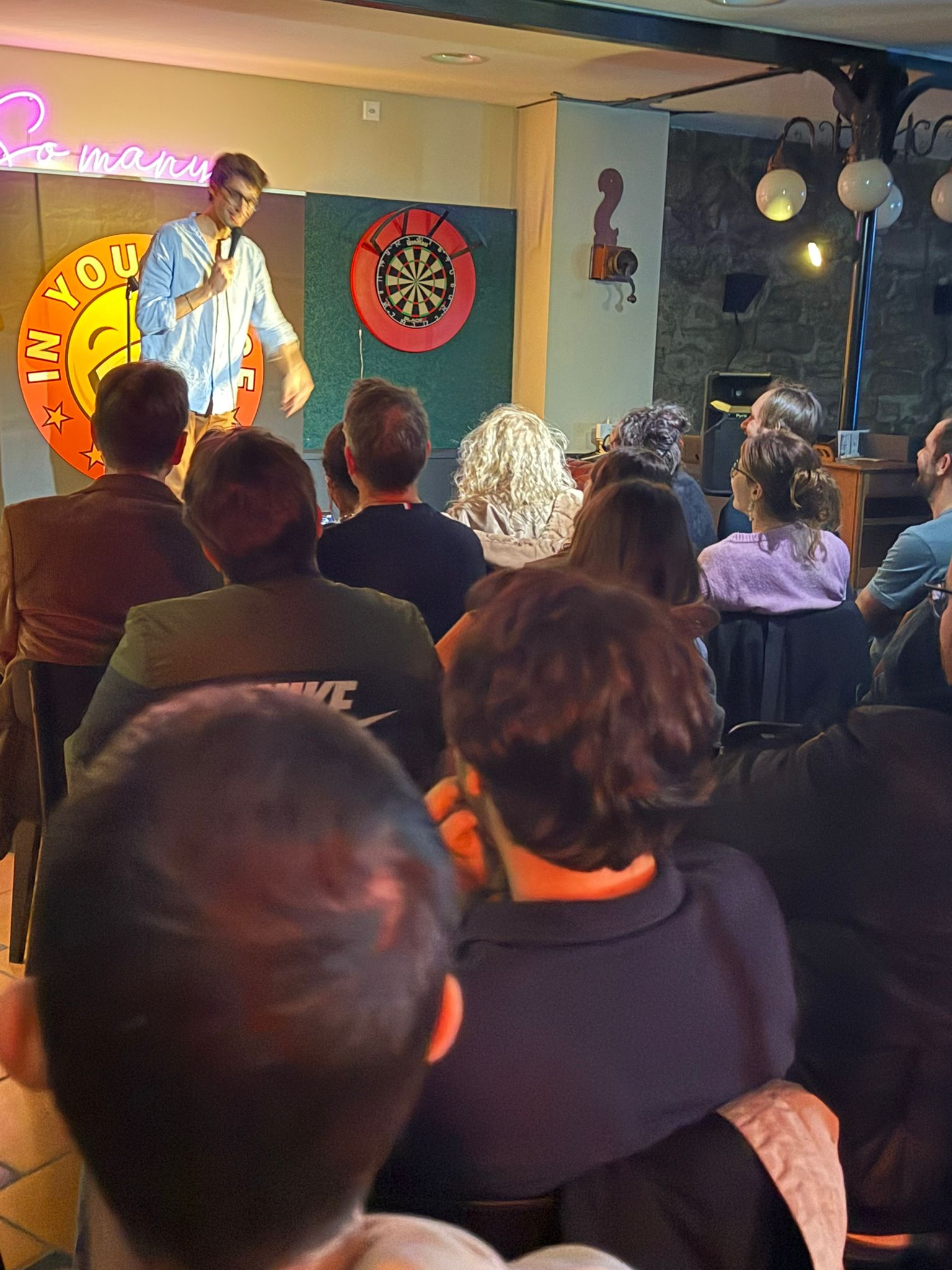 IN YOUR FACE Comedy, the audience at a live English stand-up comedy show in Zürich (2026)